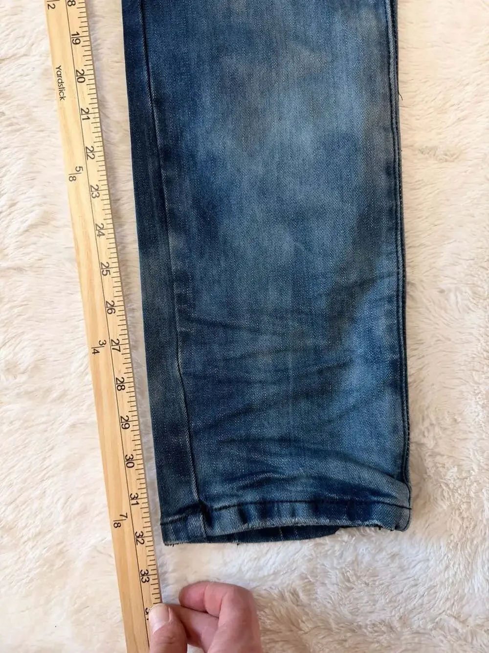 Smoke Rise | Men's Distressed Blue Moto Biker Jeans Zip Pockets Size 36x32